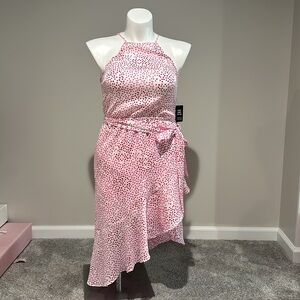 Express Dotted High Neck Asymmetrical Fit and Flare‎ Dress size small NWT